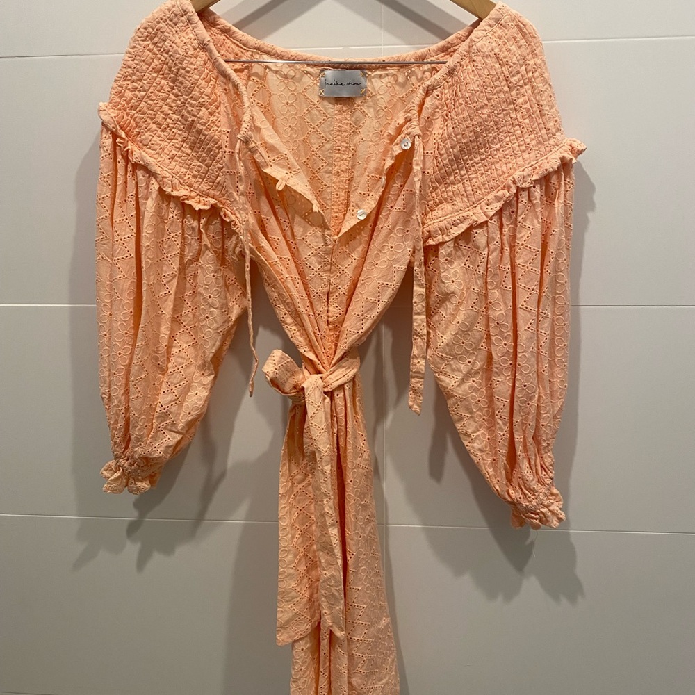 Innika Choo Peach Broderie Anglaise Mini Dress - Picture 6 of 6